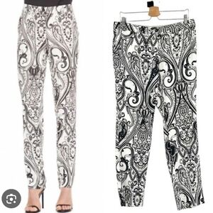 Etro Candy Pants Black and White Paisley Cropped Pants Size 44
